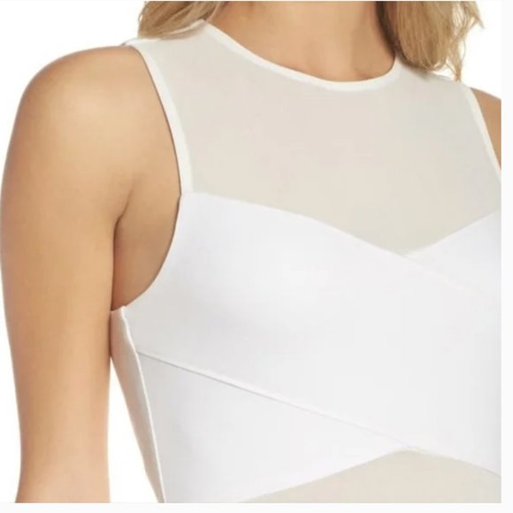 NWT Ali & Jay Nowhere to Run Ivory sheath dress with sheer inserts, sz Small - Picture 3 of 8